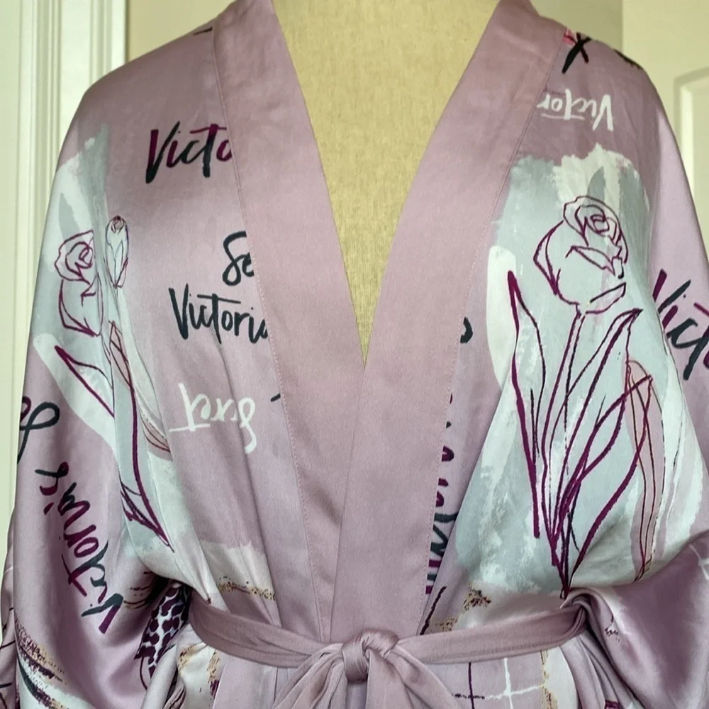Victoria Secret loungewear/robe Women’s VS branded slinky sexy Pink purple M/L - Picture 5 of 12